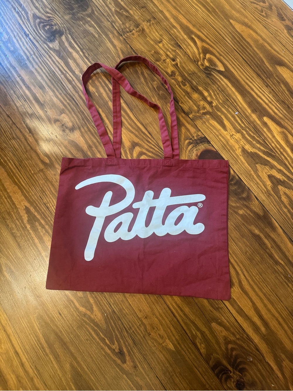 Patta Maroon Canvas Tote with White Script Logo